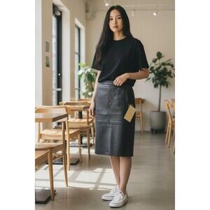 Classic Black Leather Pencil Skirt - Women